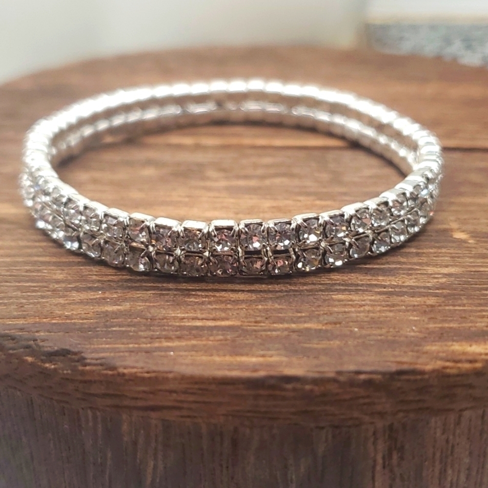 B2122 stacked crystal brilliant shine bracelet stretch‎